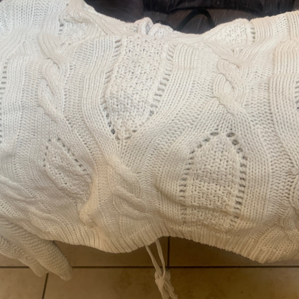 Free People White Cable Knit Sweater